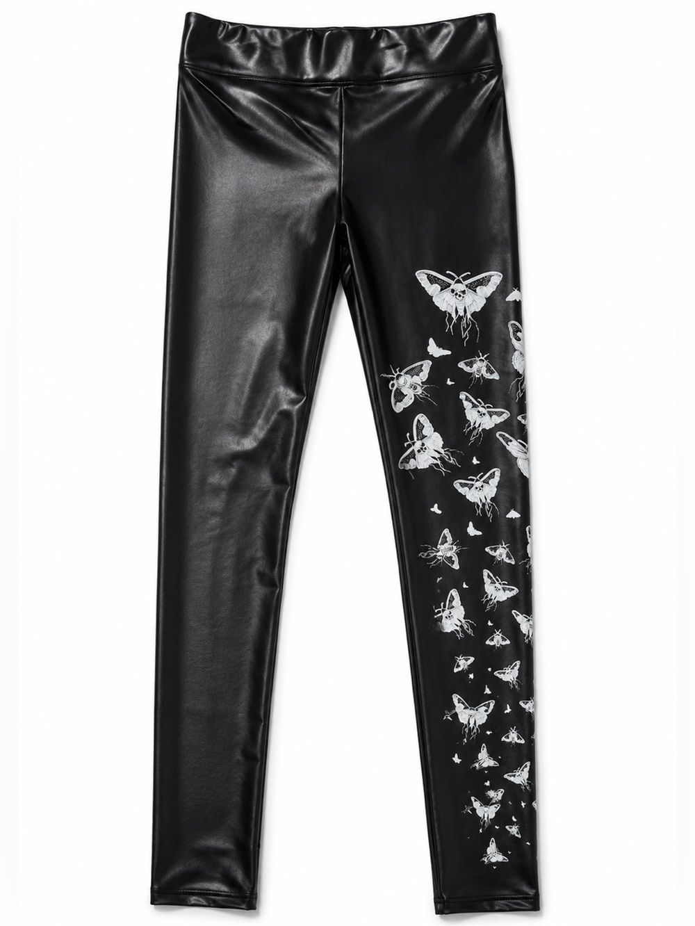 Killstar Faux Leather Gothic Punk Vinyl “Death Head” Moth Leggings